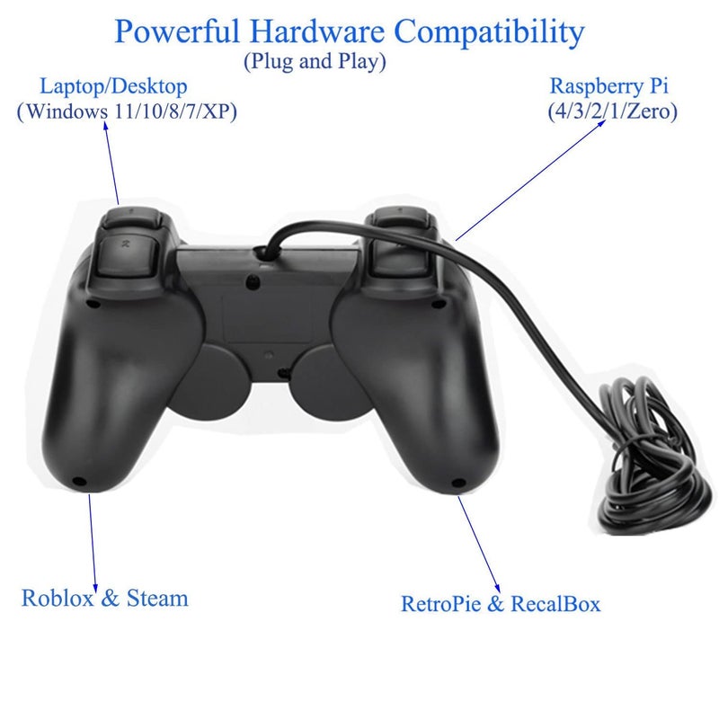 Baigeda USB Wired Game Controller for Windows PC/Raspberry Pi Remote Controller Gamepad Gaming Joystick Dual Vibration Joypad for Laptop Desktop Computer(Windows 11/10/8/7) & Steam/Roblox/RetroPie/RecalBox - Image 2